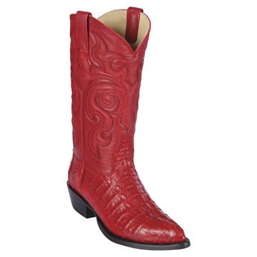 Los Altos 990112 Men's Red Genuine Caiman Tail J Toe Cowboy Boots