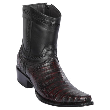 Los Altos 76B8218 Men's Black Cherry Genuine Caiman Belly European Square Toe Cowboy Boots