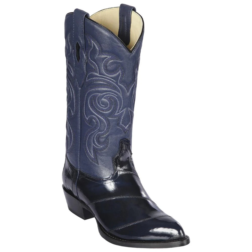 Los Altos 990810 Men's Navy Blue Genuine EEL J Toe Cowboy Boots