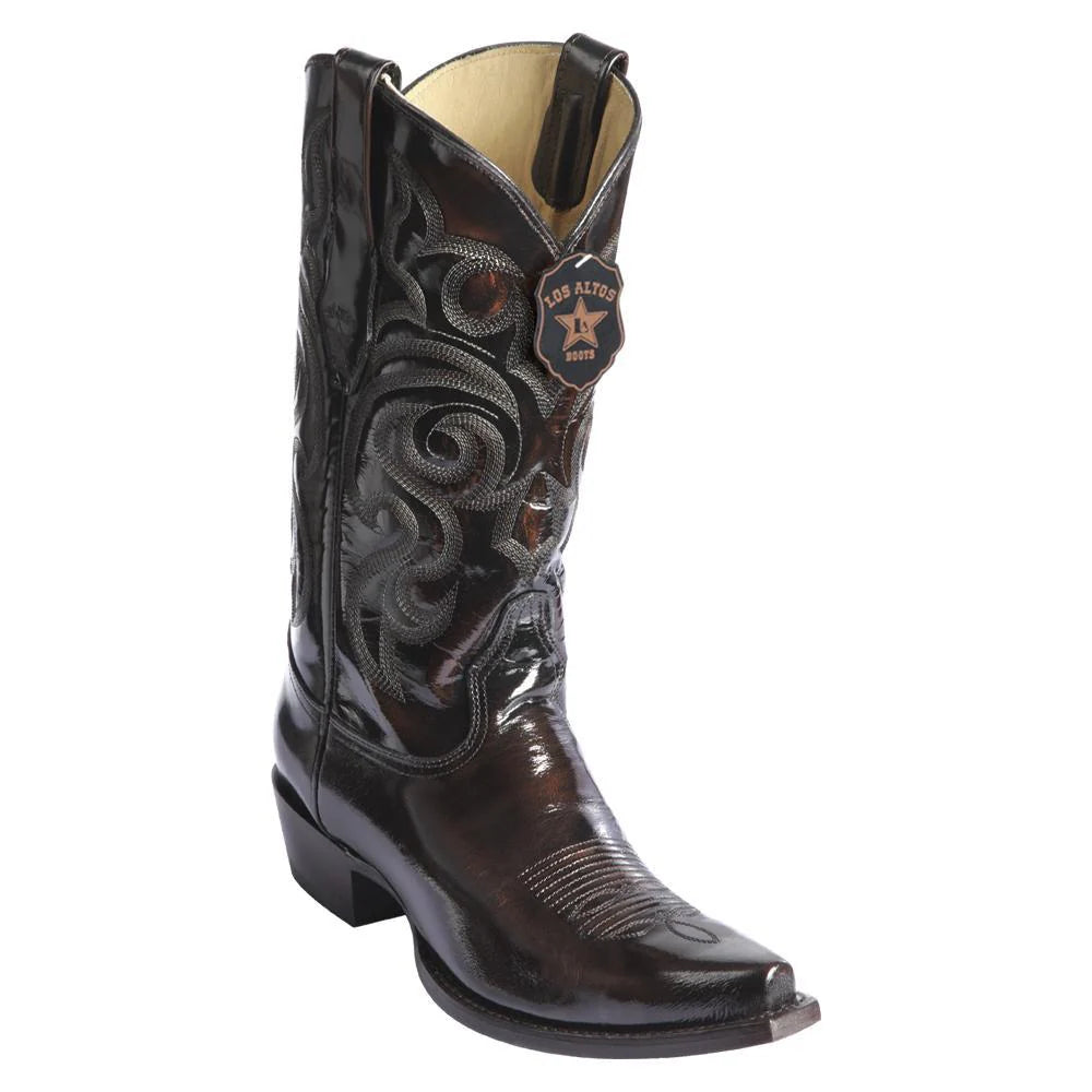 Los Altos 944207 Men's Brown Genuine Chamaleon Snip Toe Cowboy Boots