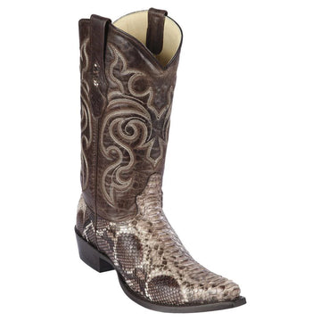 Los Altos 945785 Men's Rustic Brown Genuine Python Snip Toe Cowboy Boots