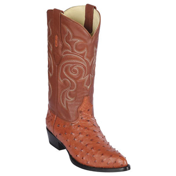 Los Altos 990303 Men's Cognac Genuine Ostrich J Toe Cowboy Boots