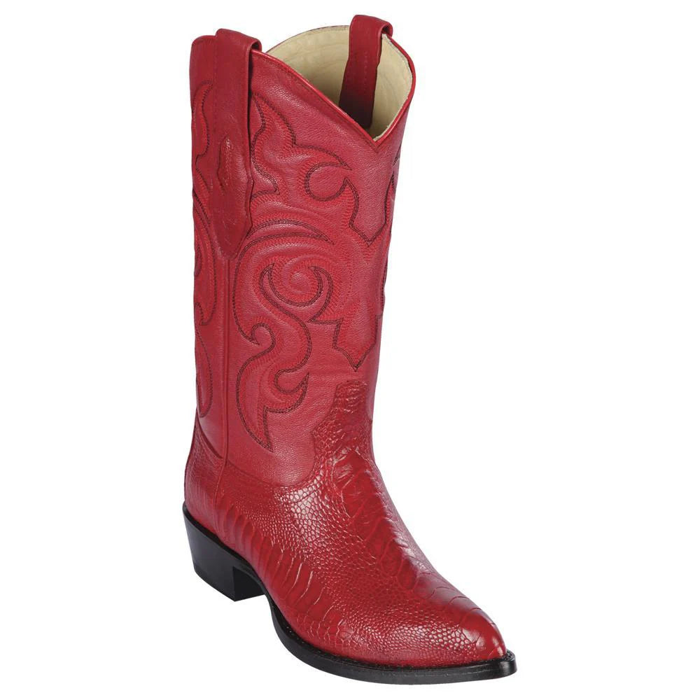 Los Altos 990512 Men's Red Genuine Ostrich Leg J Toe Cowboy Boots