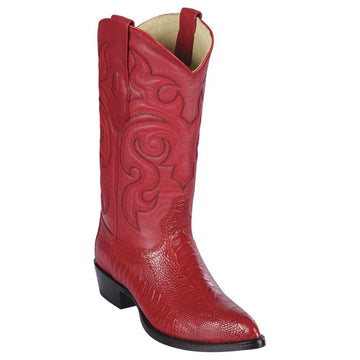 Los Altos 990512 Men's Red Genuine Ostrich Leg J Toe Cowboy Boots