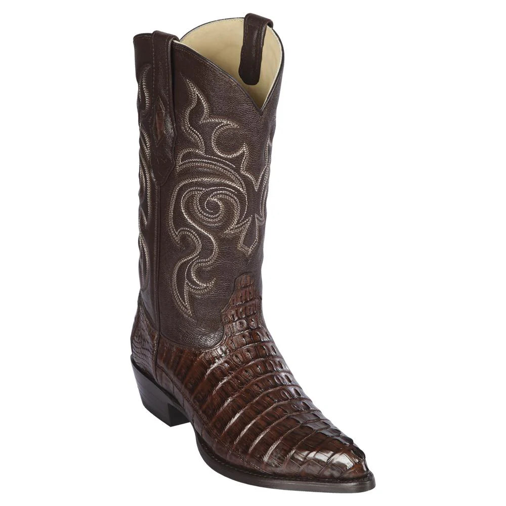 Los Altos 990107 Men's Brown Genuine Caiman Tail J Toe Cowboy Boots