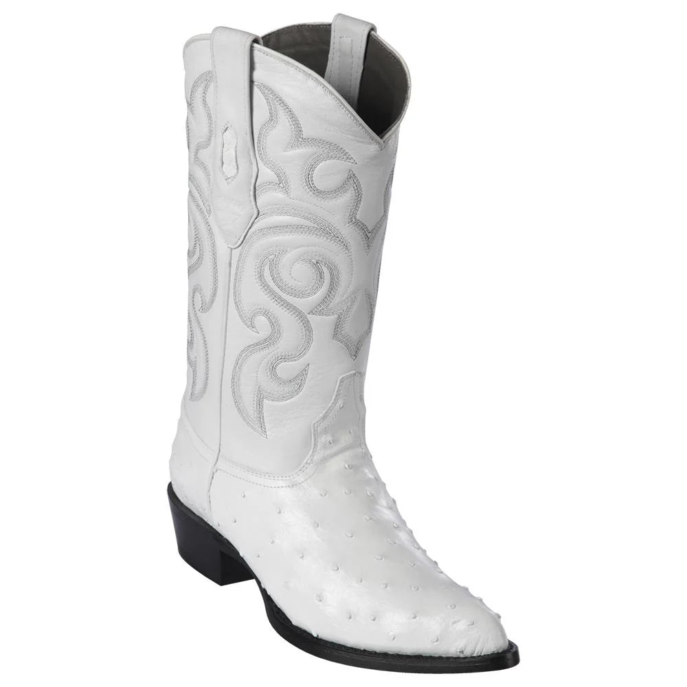 Los Altos 990328 Men's White  Genuine Ostrich J Toe Cowboy Boots