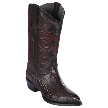 Los Altos 990518 Men's Black Cherry Genuine Ostrich Leg J Toe Cowboy Boots