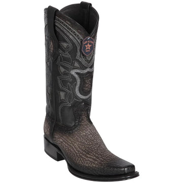 Los Altos 760938 Men's Faded Gray Genuine Shark European Square Toe Cowboy Boots