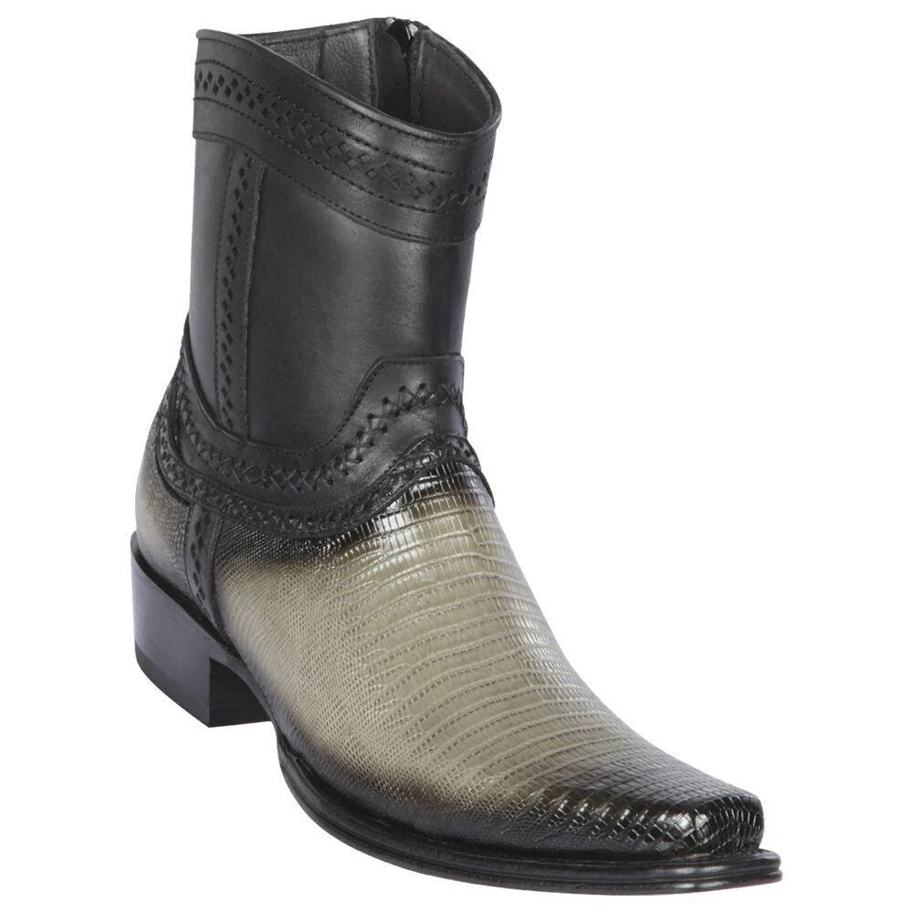 Los Altos 76B0738 Men's Faded Gray Genuine Teju European Square Toe Cowboy Boots