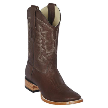 Los Altos 8272707C Men's Brown Genuine Grisly Wide Square Toe Cowboy Boots