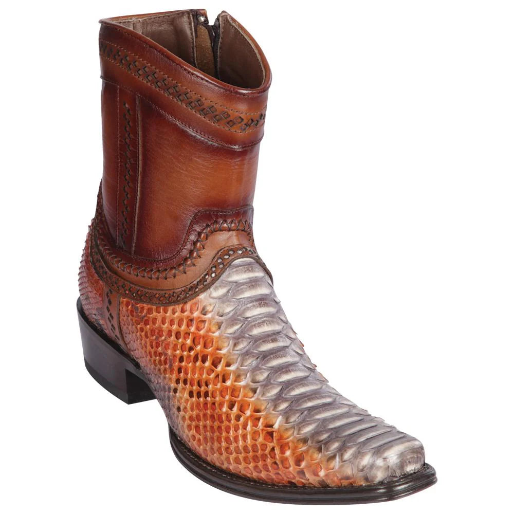 Los Altos 76B5788 Men's Rustic Cognac Genuine Python European Square Toe Cowboy Boots