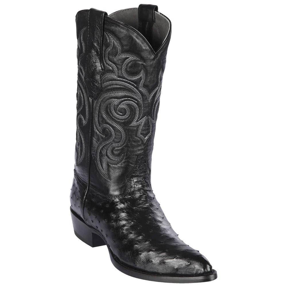 Los Altos 990305 Men's Black Genuine Ostrich J Toe Cowboy Boots