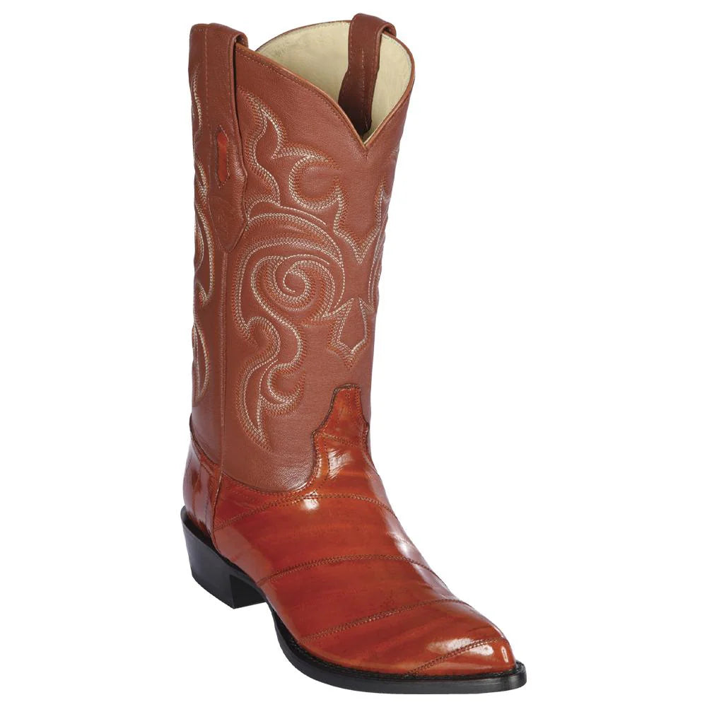 Los Altos 990803 Men's Cognac Genuine EEL J Toe Cowboy Boots