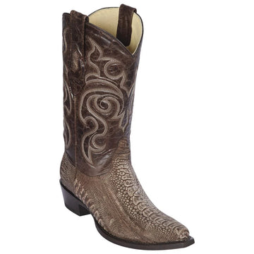 Los Altos 940535 Men's Sanded Brown Genuine Ostrich Leg Snip Toe Cowboy Boots