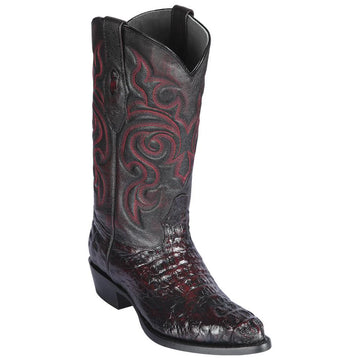 Los Altos 990218 Men's Black Cherry Genuine Caiman Hornback J Toe Cowboy Boots