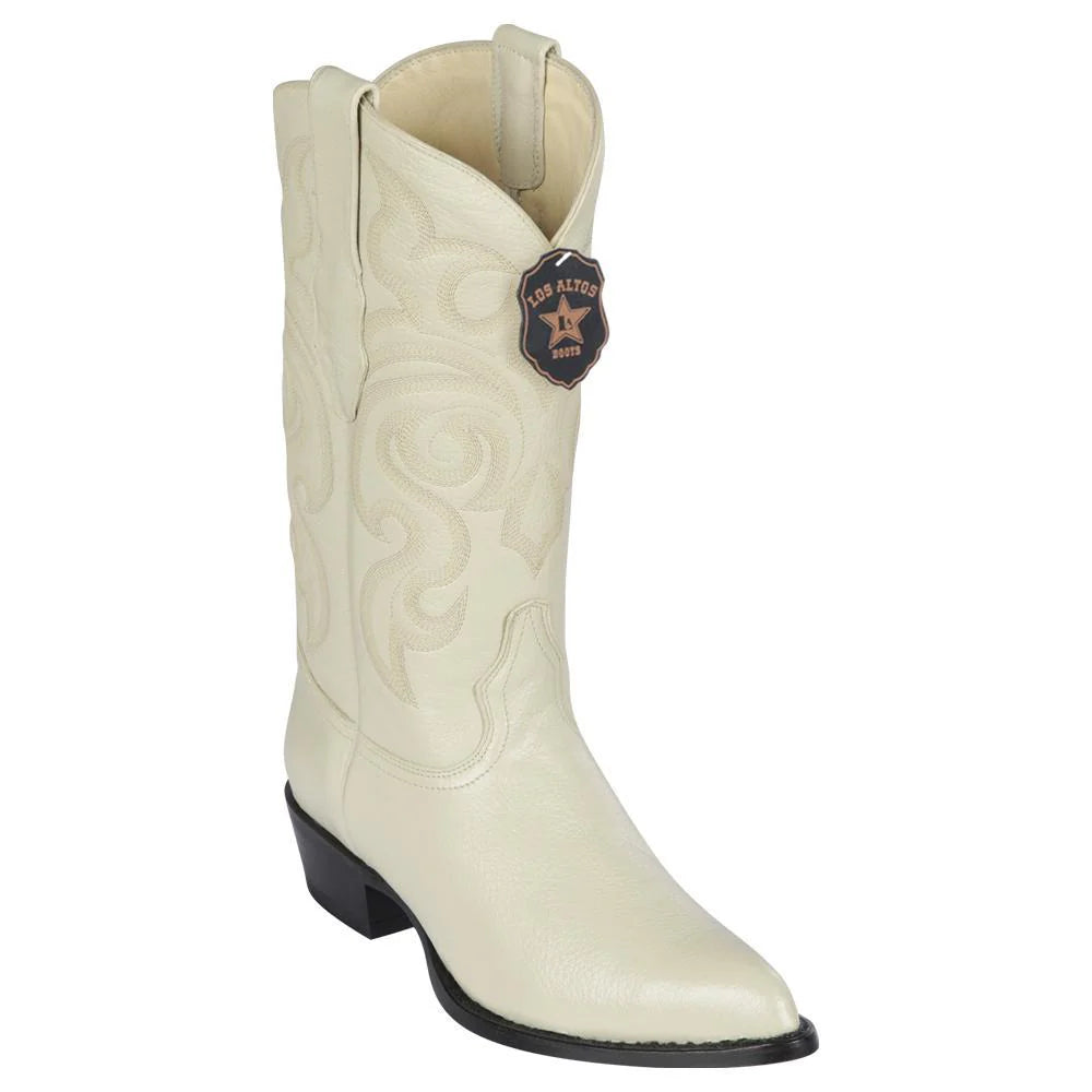 Los Altos 995104 Men's Winter White Genuine ELK J Toe Cowboy Boots