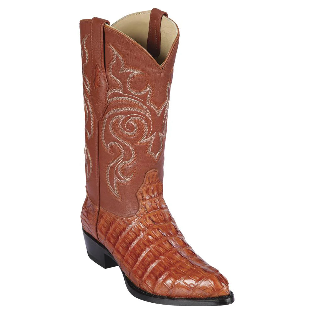 Los Altos 990103 Men's Cognac Genuine Caiman Tail J Toe Cowboy Boots