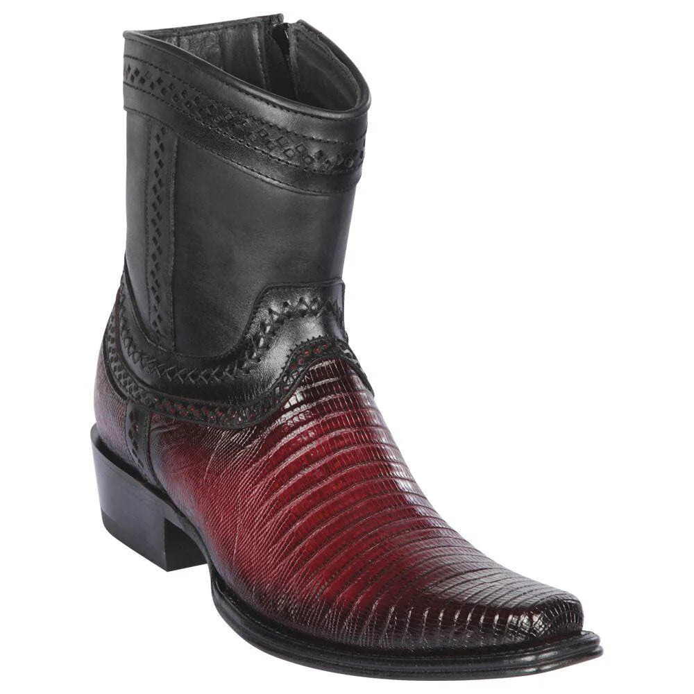 Los Altos 76B0743 Men's Faded Burgundy Genuine Teju European Square Toe Cowboy Boots