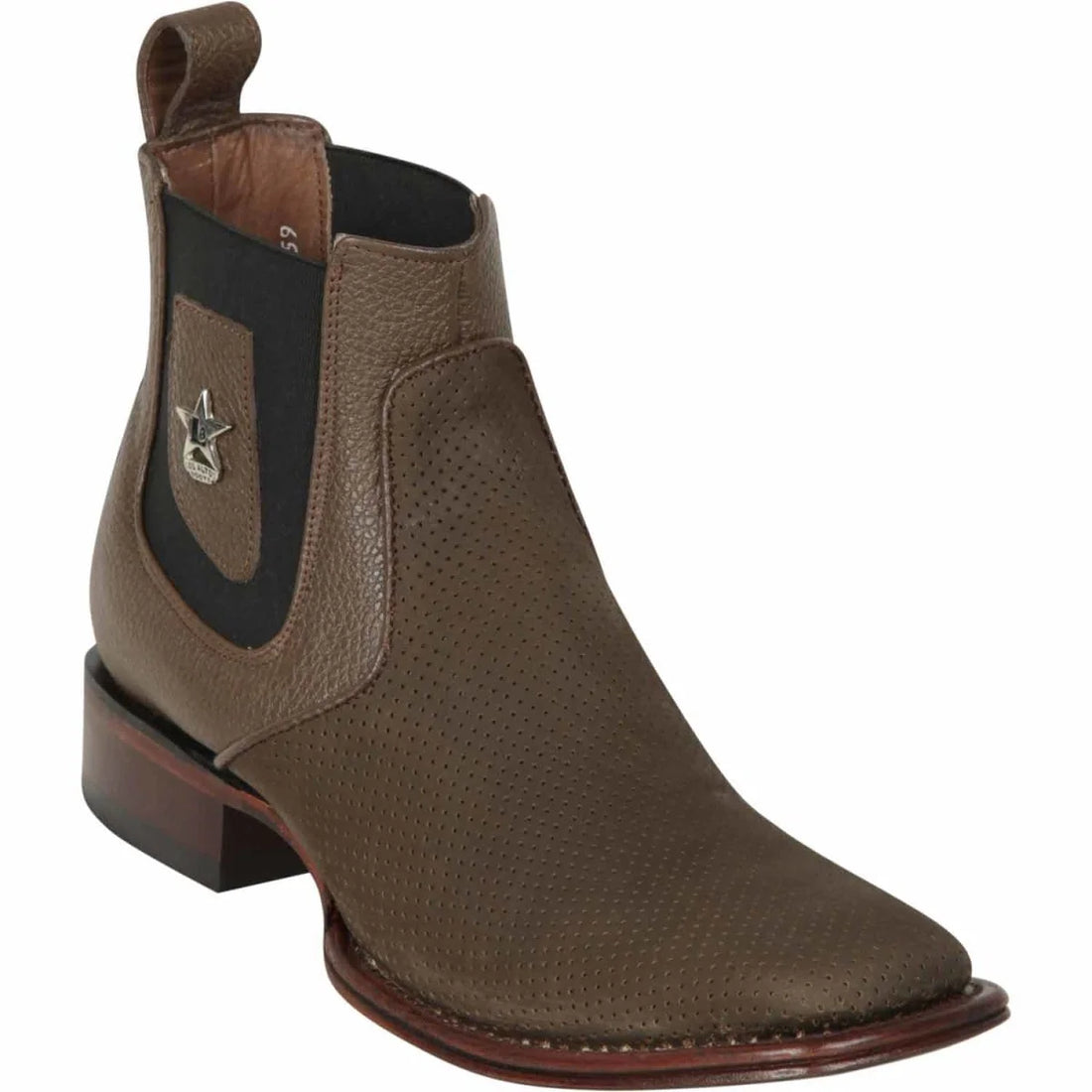 Los Altos 82BV6359 Men's Tabacco Genuine Nobuck Perforated Wide Square Toe Ankle Boots