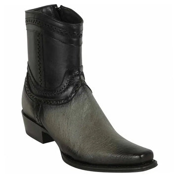 Los Altos 76B9738 Men's Faded Gray Genuine Smooth Ostrich European Square Toe Cowboy Boots