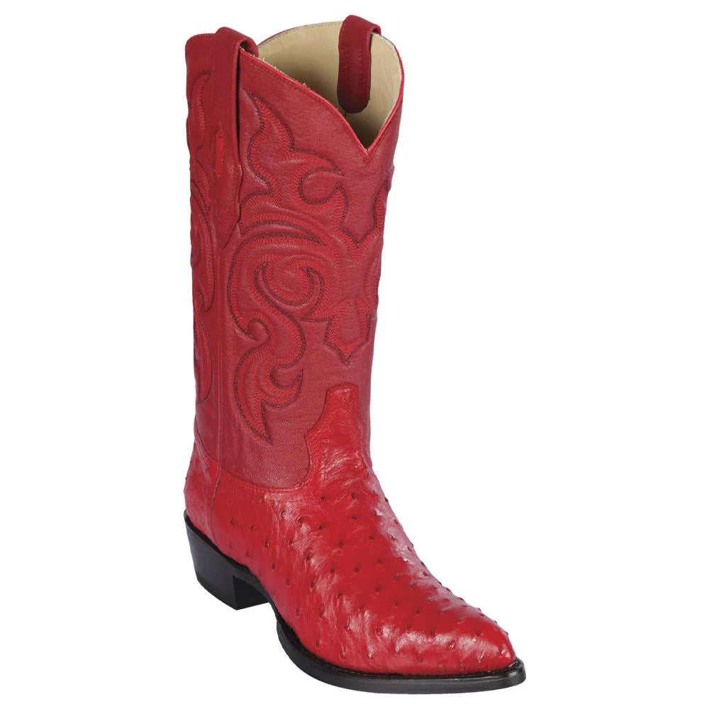 Los Altos 990312 Men's Red Genuine Ostrich J Toe Cowboy Boots