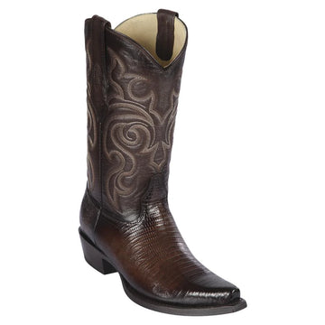 Los Altos 940716 Men's Faded Brown Genuine Teju Snip Toe Cowboy Boots