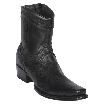 Los Altos 76B9705 Men's Black Genuine Smooth Ostrich European Square Toe Cowboy Boots