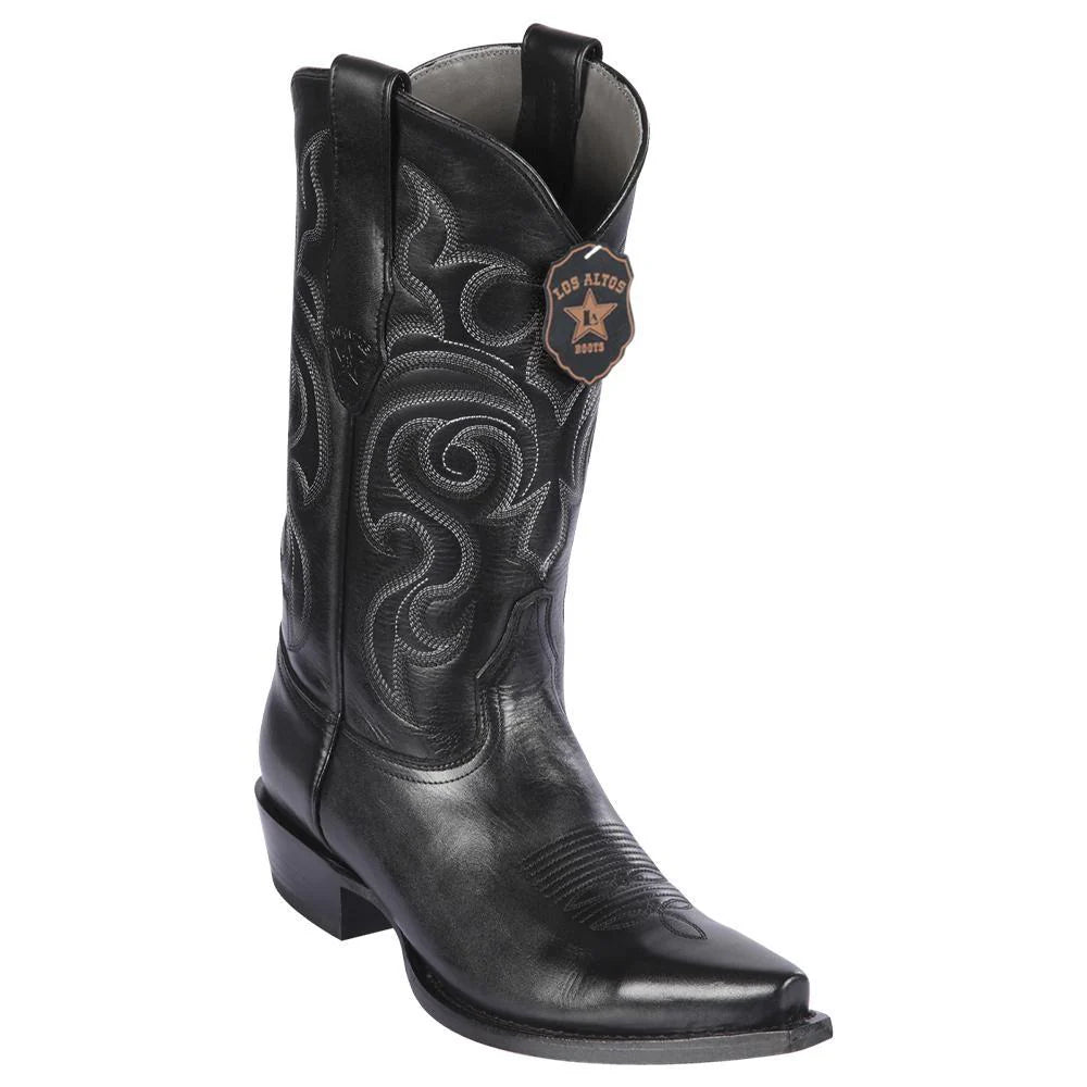 Los Altos 943805 Men's Black Genuine Pull Up Snip Toe Cowboy Boots