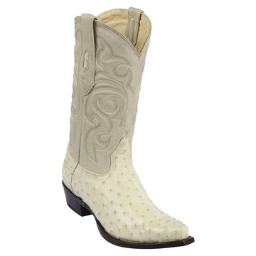 Los Altos 940304  Men's Winter White Genuine Ostrich Snip Toe Cowboy Boots