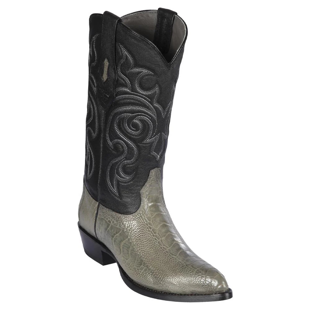 Los Altos 990509 Men's Gray Genuine Ostrich Leg J Toe Cowboy Boots