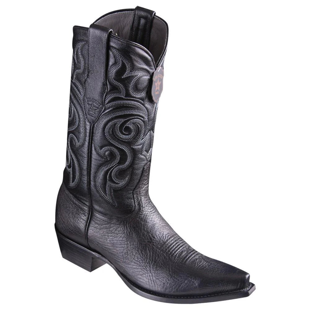 Los Altos 943105 Men's Black  Genuine Bull Shoulder Snip Toe Cowboy Boots