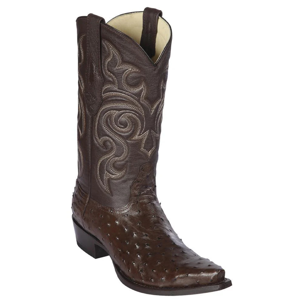 Los Altos 940307 Men's Brown Genuine Ostrich Snip Toe Cowboy Boots