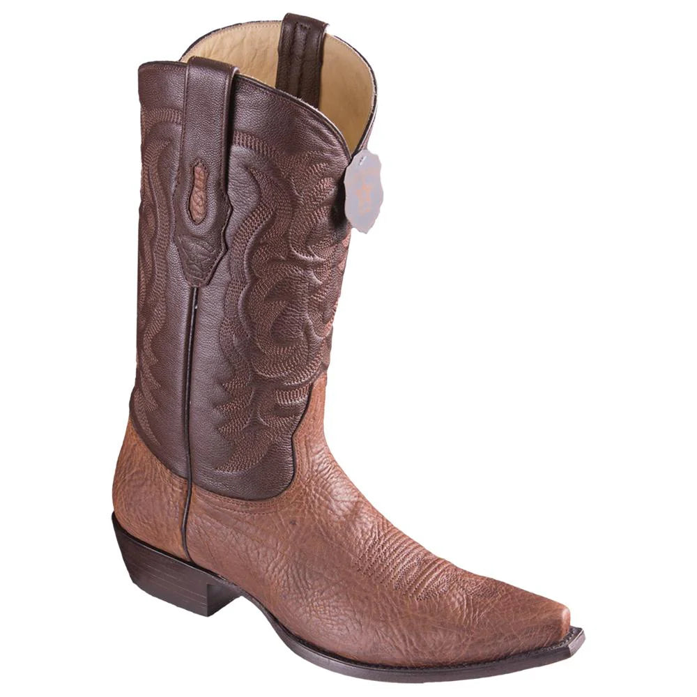 Los Altos 943107 Men's Brown Genuine Bull Shoulder Snip Toe Cowboy Boots