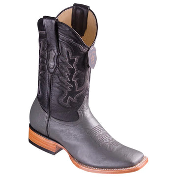 Los Altos 8279709 Men's Gray Genuine Smooth Ostrich Wide Square Toe Cowboy Boots