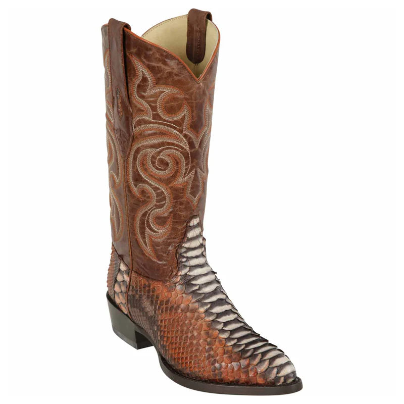 Los Altos 995788 Men's Rustic Cognac Genuine Python J Toe Cowboy Boots