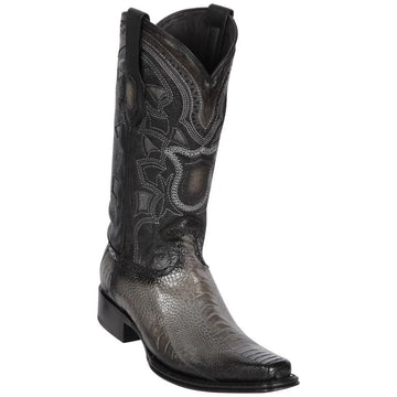 Los Altos 760538 Men's Faded Gray Genuine Ostrich Leg European Square Toe Cowboy Boots