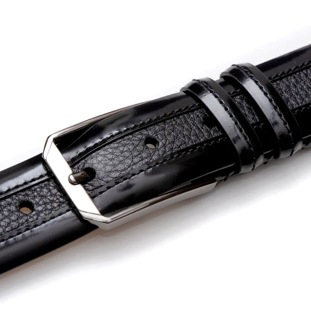 Mezlan AO11113 Leather and Deerskin Black Belt