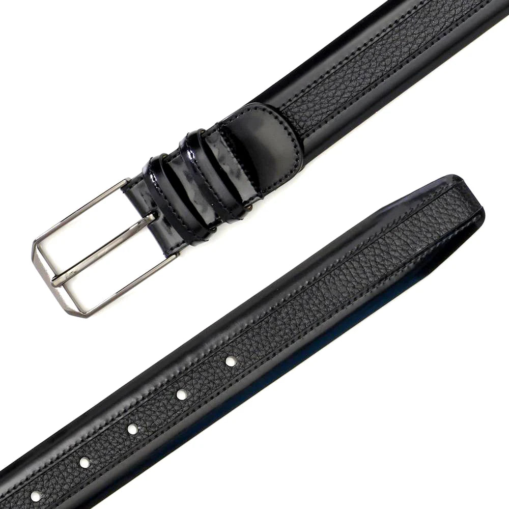 Mezlan AO11113 Leather and Deerskin Black Belt