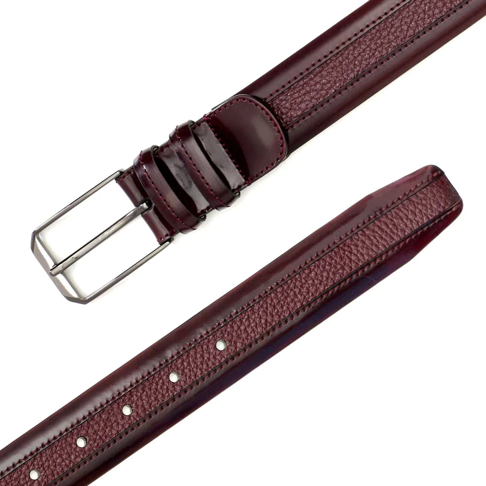 Mezlan AO11113 Leather and Deerskin Burgundy Belt