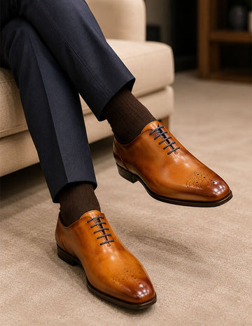 Statement A21 Cognac Genuine Leather Oxfords