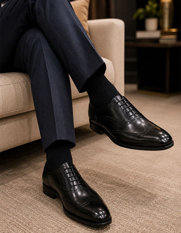 Statement A22 Black Genuine Leather Oxfords