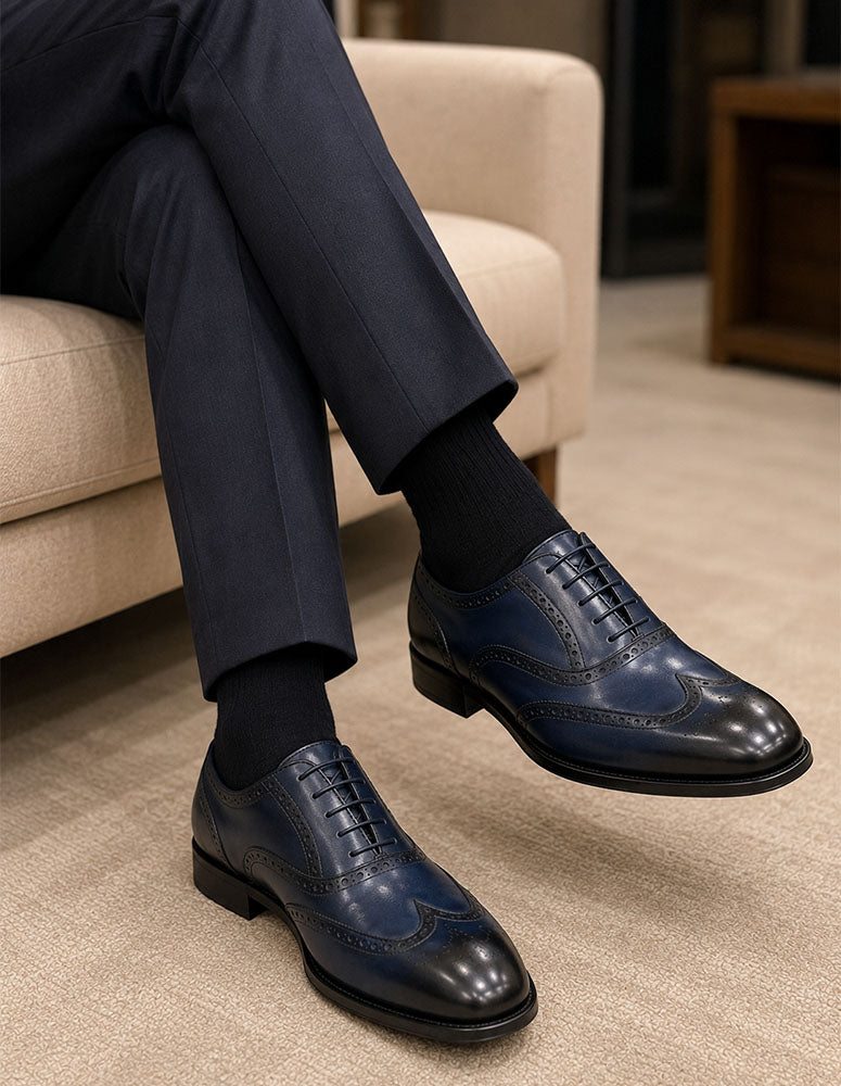 Statement A22 Blue Genuine Leather Oxfords