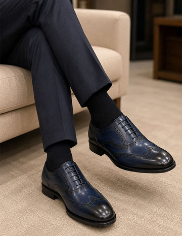 Statement A22 Blue Genuine Leather Oxfords