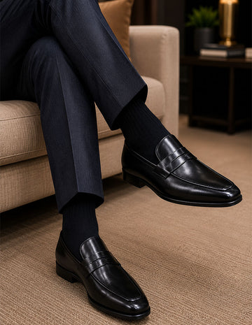 Statement A27 Black Genuine Leather Loafers