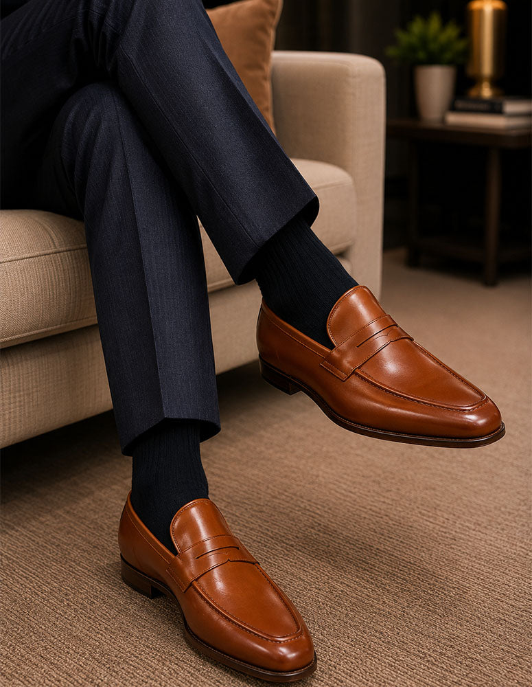 Statement A27 Cognac Genuine Leather Loafers