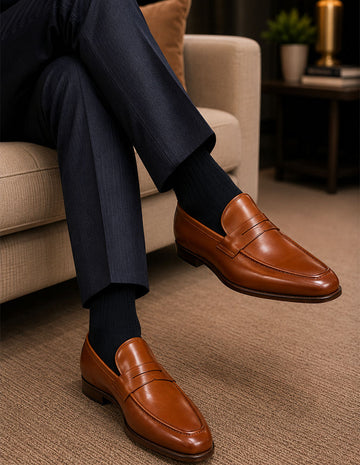 Statement A27 Cognac Genuine Leather Loafers