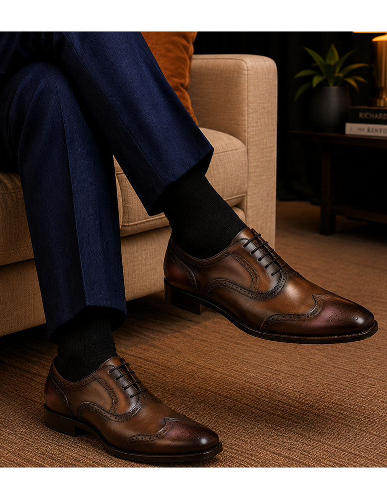 Statement A302 Brown Genuine Leather Oxfords