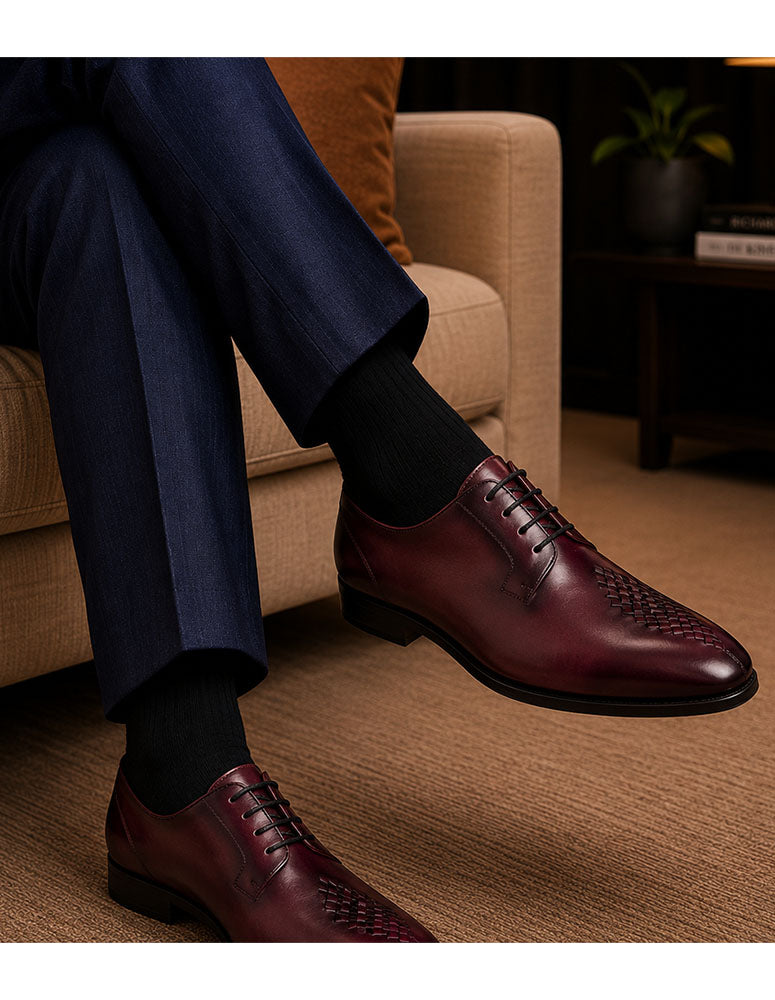 Statement A319 Burgundy Genuine Leather Oxfords