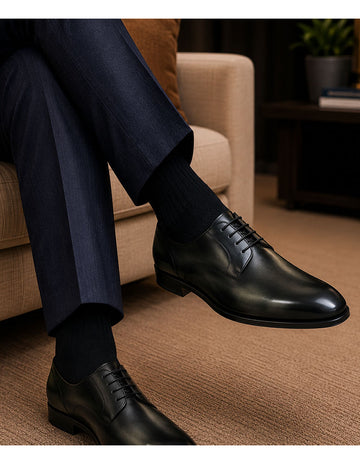 Statement A39 Black Genuine Leather Oxfords