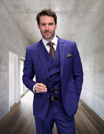 Statement Abano Sapphire Super 200's Italian Wool Vested Suit